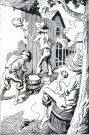 ADventures of Tom Sawyer. SHS#1966.0137 The original pen and ink drawing by Thomas Hart Benton from a series used to illustrate Mark Twain's Adventures of Tom Sawyer. The illustration refers to the famous scenes where Tom convinces other boys to whitewash the fence. The copyright is held by Limited Editions Club, Inc.