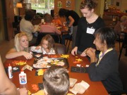 IMG_0932 Adult Day Connection participants enjoy craft activities with children from the language preschool located next door. Both programs are run by the MU School of Health Professions.