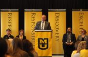 Chancellor Alexander Cartwright discusses the important role the University of Missouri College of Education plays in preparing teachers and enhancing learning environments throughout Missouri and beyond. The college’s eMINTS National Center has received two U.S. Department of Education grants to help rural schools in Missouri and Kansas, including the largest one in the college’s history. Photo by Sam O’Keefe /University of Missouri 
 
