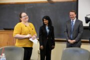 Jennifer Fellabaum-Toston, associate teaching professor of educational leadership and policy analysis, was surprised Monday morning by MU Provost Latha Ramchand and Steve Sowers of Commerce Bank with the first 2019 William T. Kemper Fellowship for Teaching Excellence. This year is the 29th anniversary of the fellowships, which include a $10,000 award for recipients. A total of five Kempers are given each academic year.