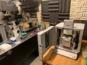 Gavin King and a team of scientists used this atomic force microscope, bottom right, to study the movement of the E.coli proteins. Unlike previous studies where proteins were frozen, the atomic force microscope allows researchers to observe the proteins moving in a fluid environment that closely resembles their natural environment.